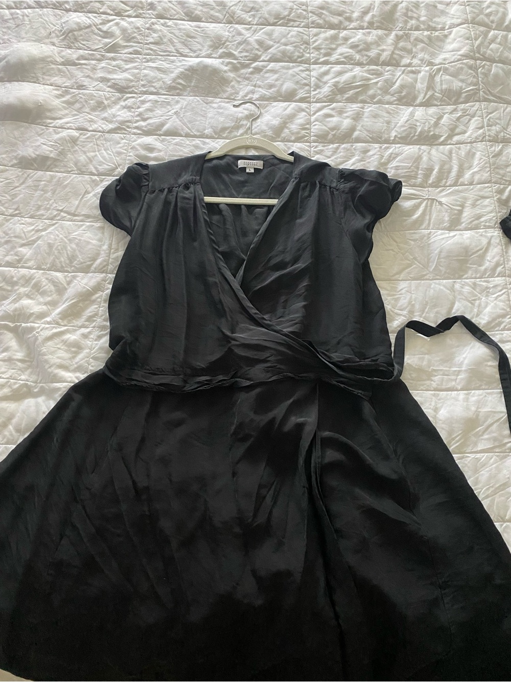 Barneys New York Black Silk Wrap Dress